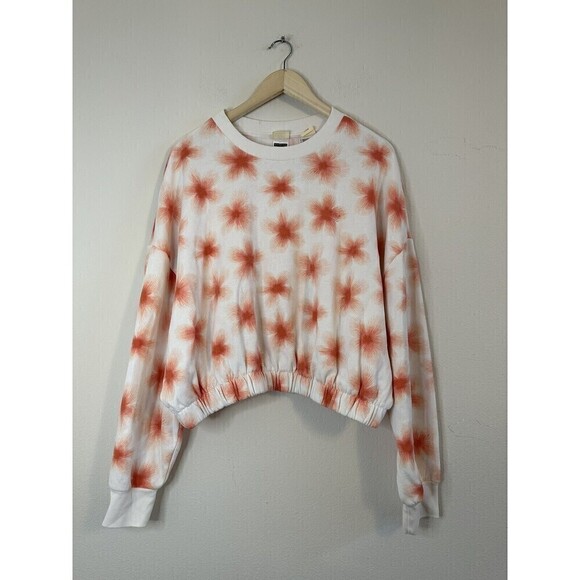 Levi's Women’s Pullover Crew Neck Sweatshirt Sporty Streetwear White Orange XL - Picture 2 of 4